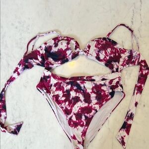 Aqua Women's One Piece Swimsuit - Pink and White